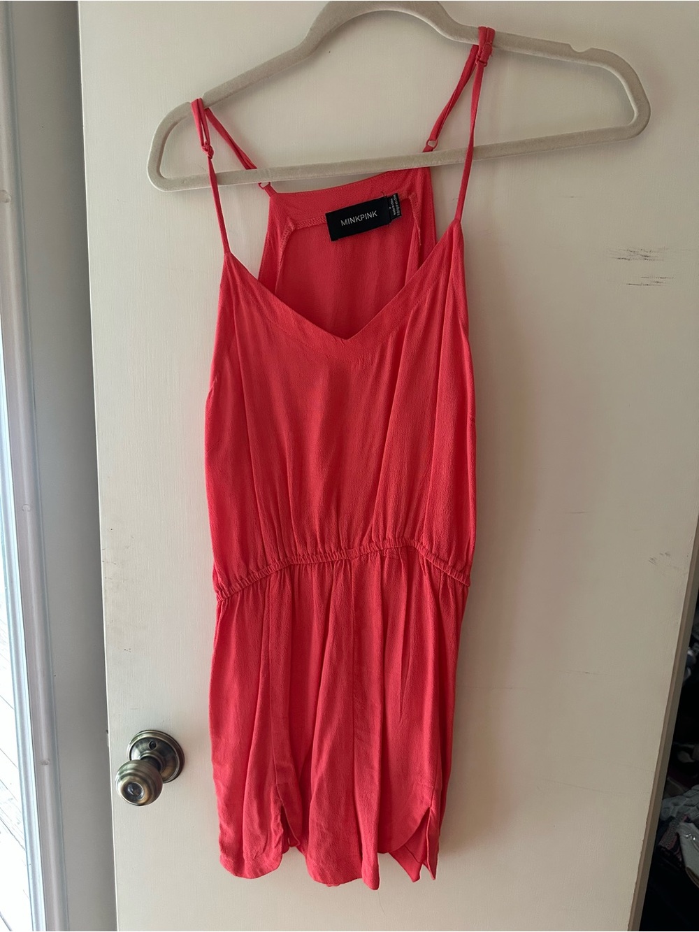 MINKPINK Hot Coral Sleeveless Romper